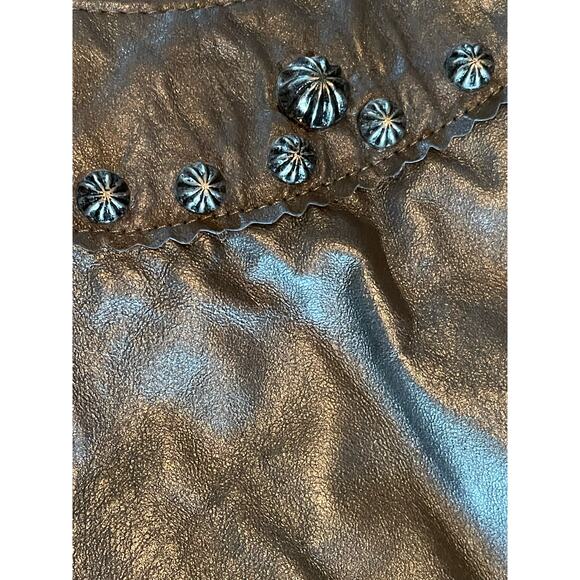 Patricia Wolf Vintage Gunmetal Metallic Leather Vest Medium - Picture 7 of 7